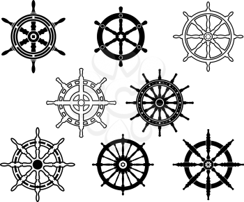 Steering wheels set for heraldry design isolated on white background