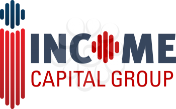 Design vector logo for capital group. Red and blue colors sign for income capital group company. Cash income and saving money concept. Logo icon for financial investment business, isolated on white background