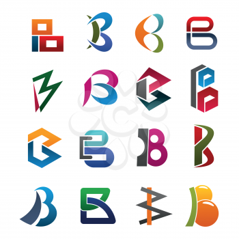 Letter B icon with modern font type for corporate identity design. Abstract alphabet symbol of capital letter B with colorful geometric figure for company branding and business card template