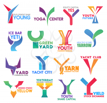 Letter Y for brand identity or company corporate design in bank development, yoga center or sport yacht club and garment, factory. Vector Y for bar or stock exchange market and design studio