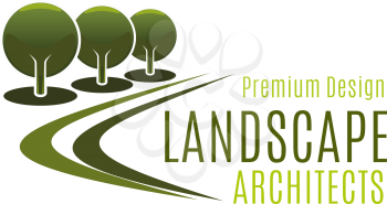 Premium design landscape architects vector icon isolated on white background. Concept of landscaping gardening and city urban horticulture. Sign for landscape designing and environment ecology project