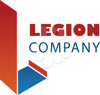 Legion company abstract vector sign. Vector emblem for any company with letter L. Creative badge in red and blue colors. Icon for security agency or guard service company
