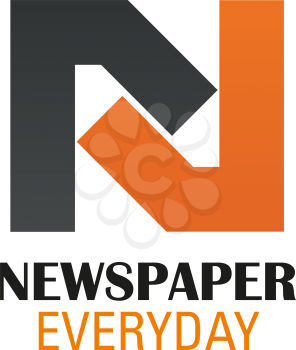 Vector icon for newspaper. Everyday newspaper vector design in orange and brown colors. Latest news or periodical concept. Creative badge for E-Newspaper isolated on white background