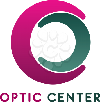 Optic center vector icon isolated on a white background. Concept of ophthalmology diagnostic center, medical clinic. Creative badge for glasses shop or vision correction clinic
