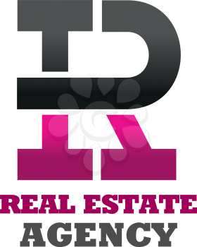 Letter R icon for real estate agency or house construction and office industrial building corporation. Vector geometric letter R for innovation technology in construction industry
