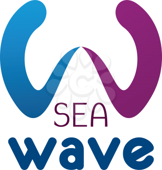 Letter W icon for surfing sport club or swimmers team badge and travel agency. Vector isolated letter W in wave symbol for yachting or sea resort and adventure trip design