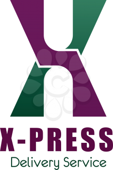 Letter X icon for logistics and delivery service company. Vector geometric symbol in letter X for Xtreme corporate identity design of courier post office or parcel delivering corporation