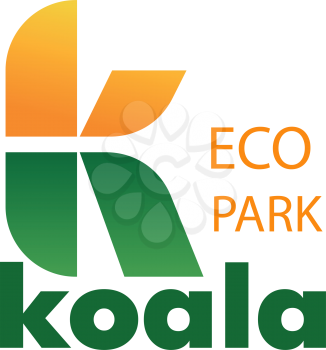 Letter K icon for eco zoo park or zoological park design. Vector eucalyptus leaf symbol of letter K for koala and exotic wild animals protection and care veterinary center