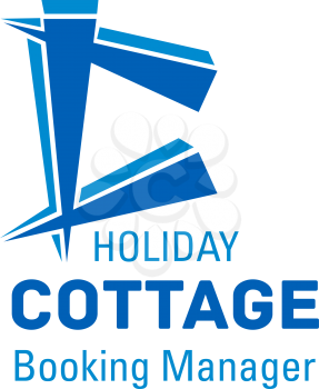 Letter C icon for hotel booking company or online manager for travel and tourism accommodation reservation. Vector cottage resort roof symbol in letter C for tourist manager in camping adventure