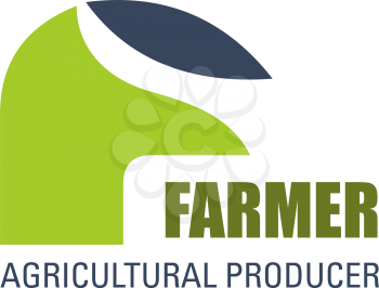 Letter F icon for farmer agricultural producer corporation or natural products farm market. Vector tree and leaf symbol of letter F for eco green and organic food
