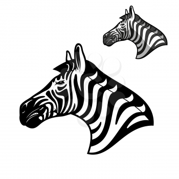 Zebra head icon, wild African animal muzzle. Vector outline zebra horse head symbol of sport team mascot, Safari hunting club badge or zoology animal and wildlife zoo sign