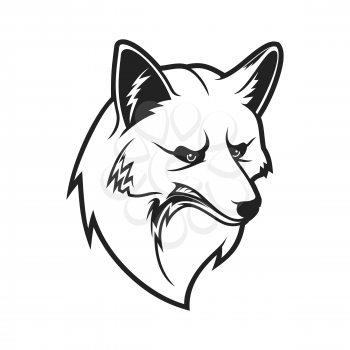 Fox head icon, wild canine animal muzzle. Vector outline fox head symbol of sport team mascot, hunting club badge or zoology animal and wildlife zoo sign