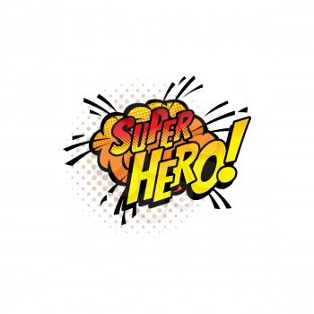 Super hero pop art comic halftone cloud or bubble vector icon. Cartoon boom bang retro sound blast explosion with dotted pattern. Superhero popart isolated half tone emblem