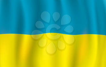 Flag of Ukraine 3d vector design of blue and yellow Ukrainian banner. Waving bicolour, national symbol of Ukraine. Travel, geography and history of Europe concept