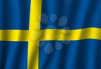 Flag of Sweden, Swedish national banner with yellow Nordic Cross on blue as symbol of Christianity 3d vector design. Travel and geography of Europe, Scandinavian country history and patriotism themes