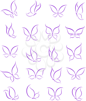Royalty Free Clipart Image of Butterfly Outlines
