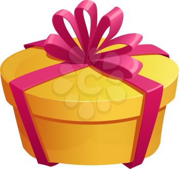 Gift box cartoon icon of present. Gift box and present bag with ribbon bow for Birthday and Valentine Day surprise, Christmas and New Year holiday celebration design