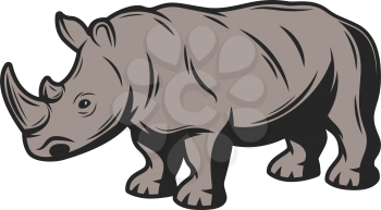 Rhinoceros wild animal icon. Vector African rhino, safari hunt and zoo mammal