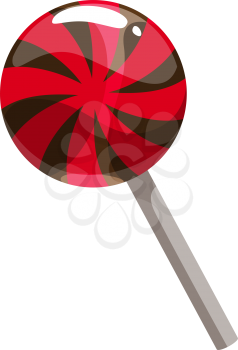 Candy lollipop swirled color caramel candy 3D realistic icon. Vector round striped trick or treat sweets. Halloween party trick or treat spiral lolly, candy-stick, spiral candy holiday confectionery