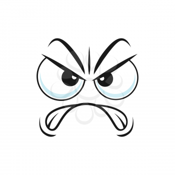 Doubtful smiley, disbelief mistrusted emoji facial expression isolated  icon. Vector insidious emoticon with angry face. Distrusted sad mood emoji.  Distrustful emoticon with big eyes and open mouth Stock Vector