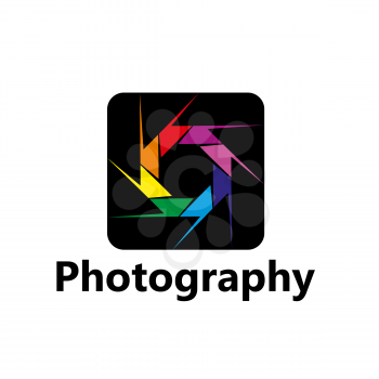 Photography vector icon of diaphragm with colorful leaves or blades, photographer photo studio or photography creative workshop design. Rainbow photo camera aperture shutter isolated symbol
