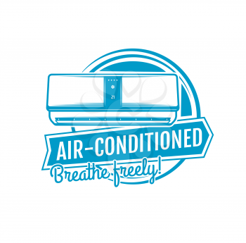 Air conditioning icon, home climate control appliances and cooling ventilation, vector. Domestic air conditioners for house and office, HVAC split systems and humidifiers