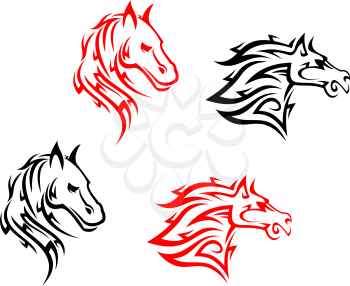 Tribal horses isolated on white background for tattoo design