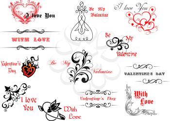 Valentine's day symbols and headers for holiday design