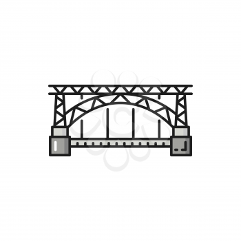 Portuguese bridge Porto isolated history landmark flat line icon. Vector Portugal medieval architecture, world heritage sign. Landmark, traditional historical place of interest, famous sightseeing