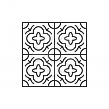 Azulejo floor tile isolated abstract geometric background. Vector mediterranean pattern, portuguese floor tiles azulejo design, cement talavera mosaic, oriental ethnic patchwork, portugal ornament