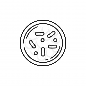Probiotics or lactobacillus in circle isolated thin line icon. Vector prebiotics sign, gastrointestinal therapy. Bifidobacterium, positive bacterium, healthy organism bacteria linear chemical microbe