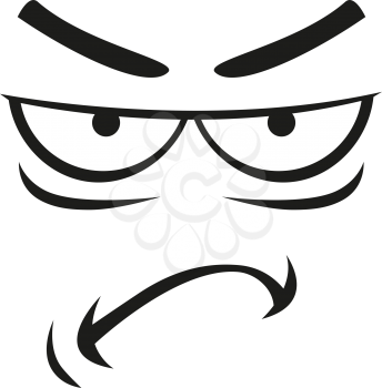 Annoyed emoji expression isolated upset emoticon. Vector angry face of irritated line art smiley