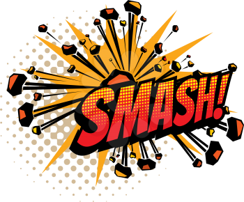 Sound blast, Smash bubble cloud, comic book cartoon icon. Vector Smash sound cloud explosion burst boom, halftone pop art effect