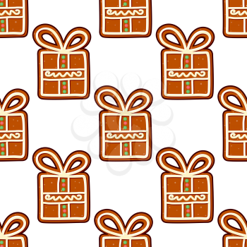 Gingerbread presents seamless pattern for christmas and new year holiday design