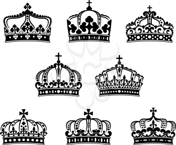 King and queen crowns set for heraldry and luxury embellishment design