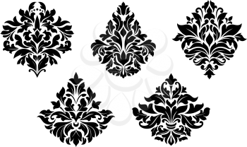 Vintage floral design elements in damask style