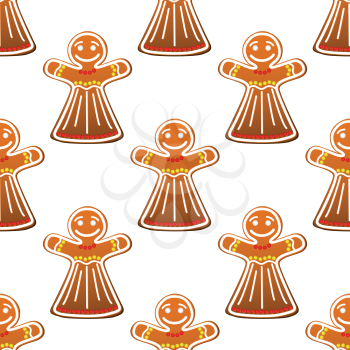 Gingerbread cookie people seamless pattern for holiday design