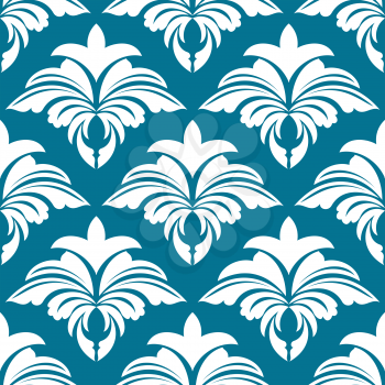 Azure seamless pattern background with floral design elements