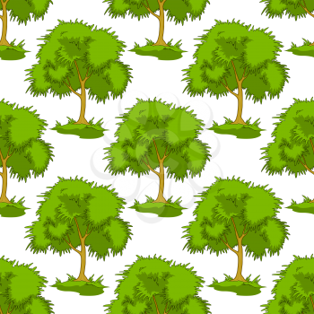 Seamless background pattern of leafy green trees in square format for background design