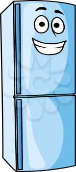 Fridge-freezer or refrigerator  kitchen appliance with a happy smile, cartoon illustration isolated on white