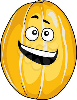 Happy ripe yellow tropical sweet melon fruit with a wide toothy grin, cartoon illustration