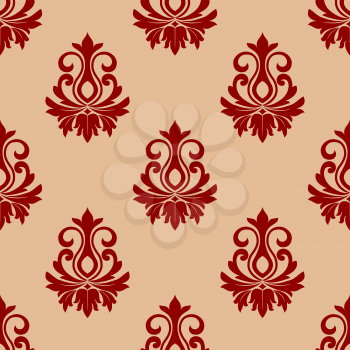 Beige and maroon floral seamless pattern background for wallpaper or fabric design