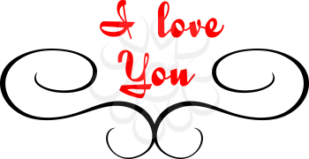 Calligraphic header with I love you text for holiday or another design