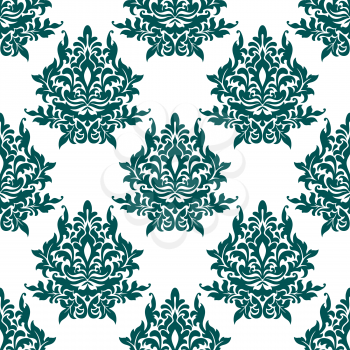 Green floral seamless pattern with ornamental decorative elements for background design
