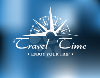 Travel header with vintage compass and text for tourism and journey design in retro style