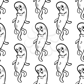 Seamless pattern with little cartoon monsters for halloween design