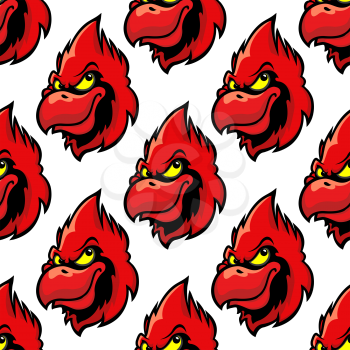 Cardinal bird seamless pattern background in cartoon style