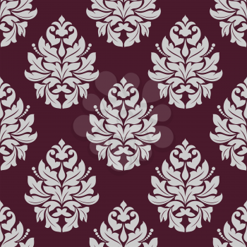 Vintage seamless pattern with bold floral elements in carmine and white colors for textile design