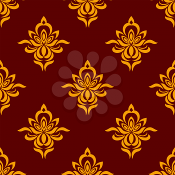 Maroon and orange seamless floral pattern for fabric or wallpaper design