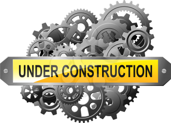 Under construction web page with gears and pinions for website reconstruction image